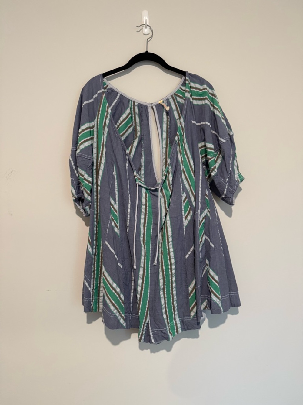 Free People Women’s Blue and Green Striped Romper